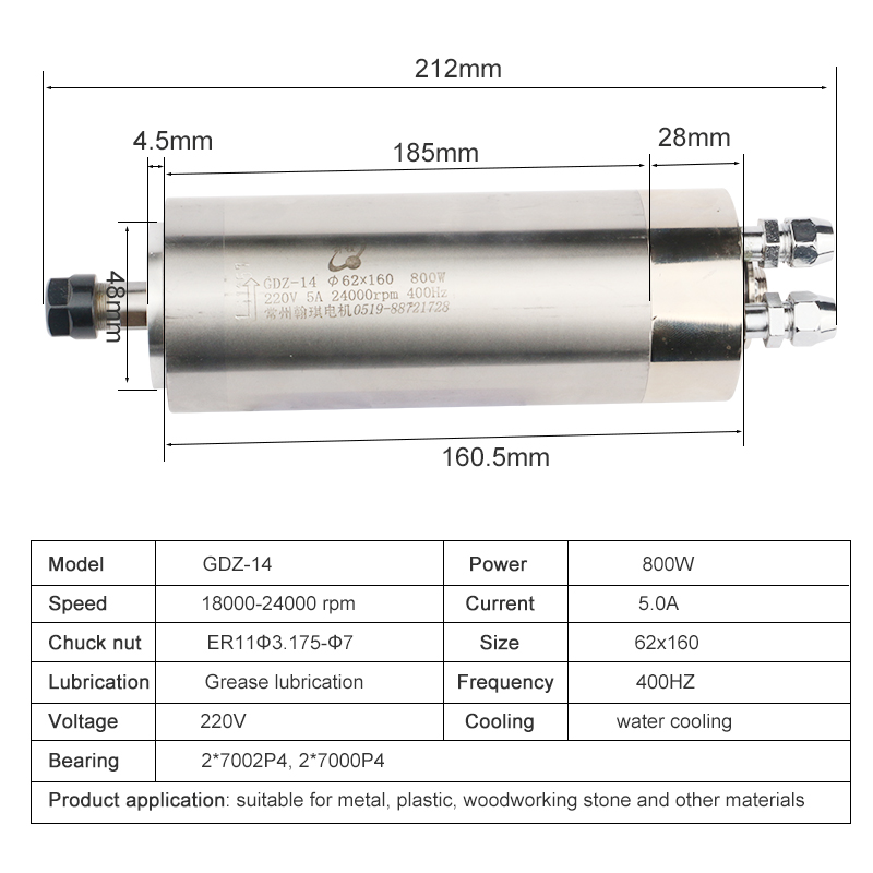 Hqd 220v 800w Metalen Spindel  - Water Cooled Spindle recensie en prijs