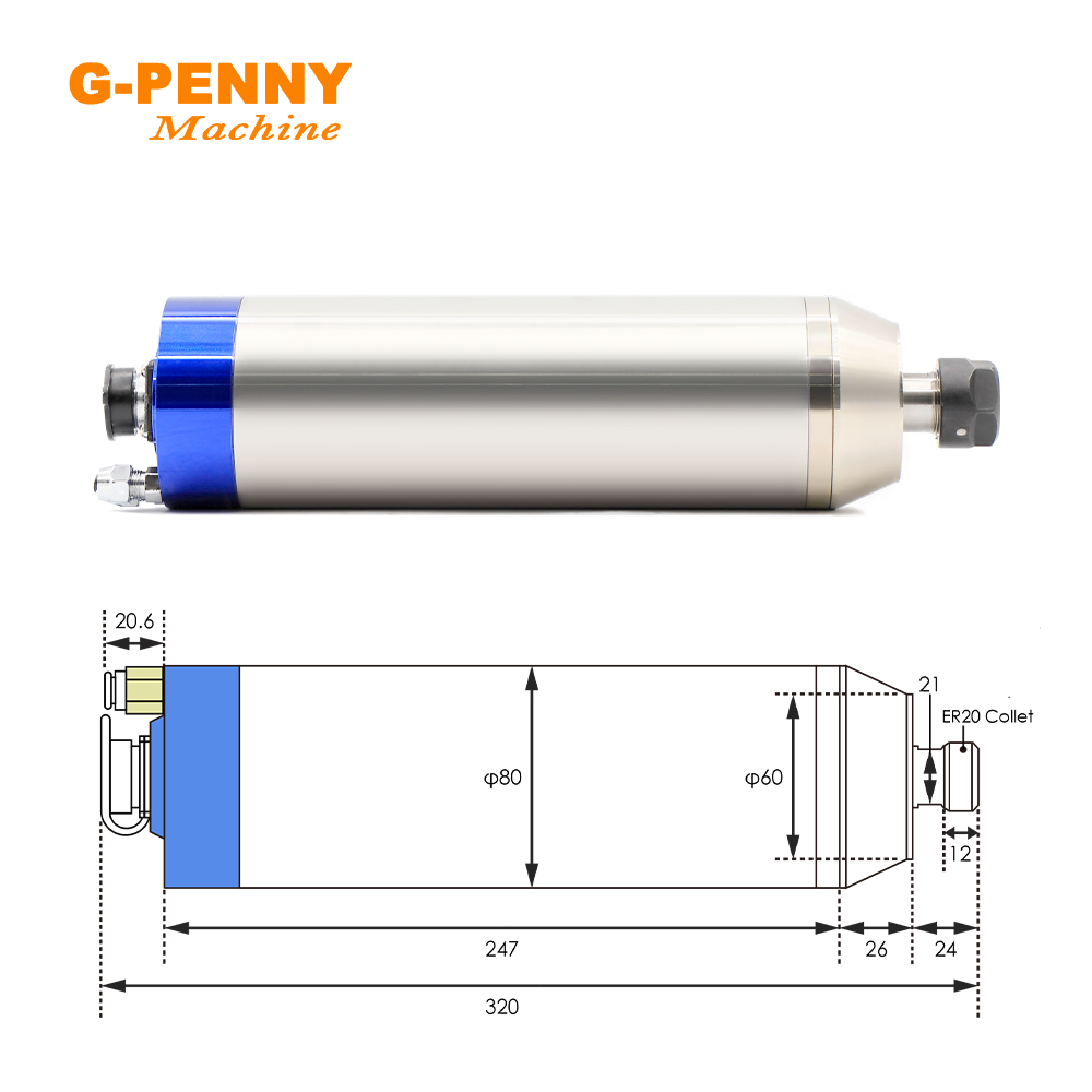 G-PENNY 2.2KW ER20 Metaal Wate - Water Cooled Spindle recensie en prijs